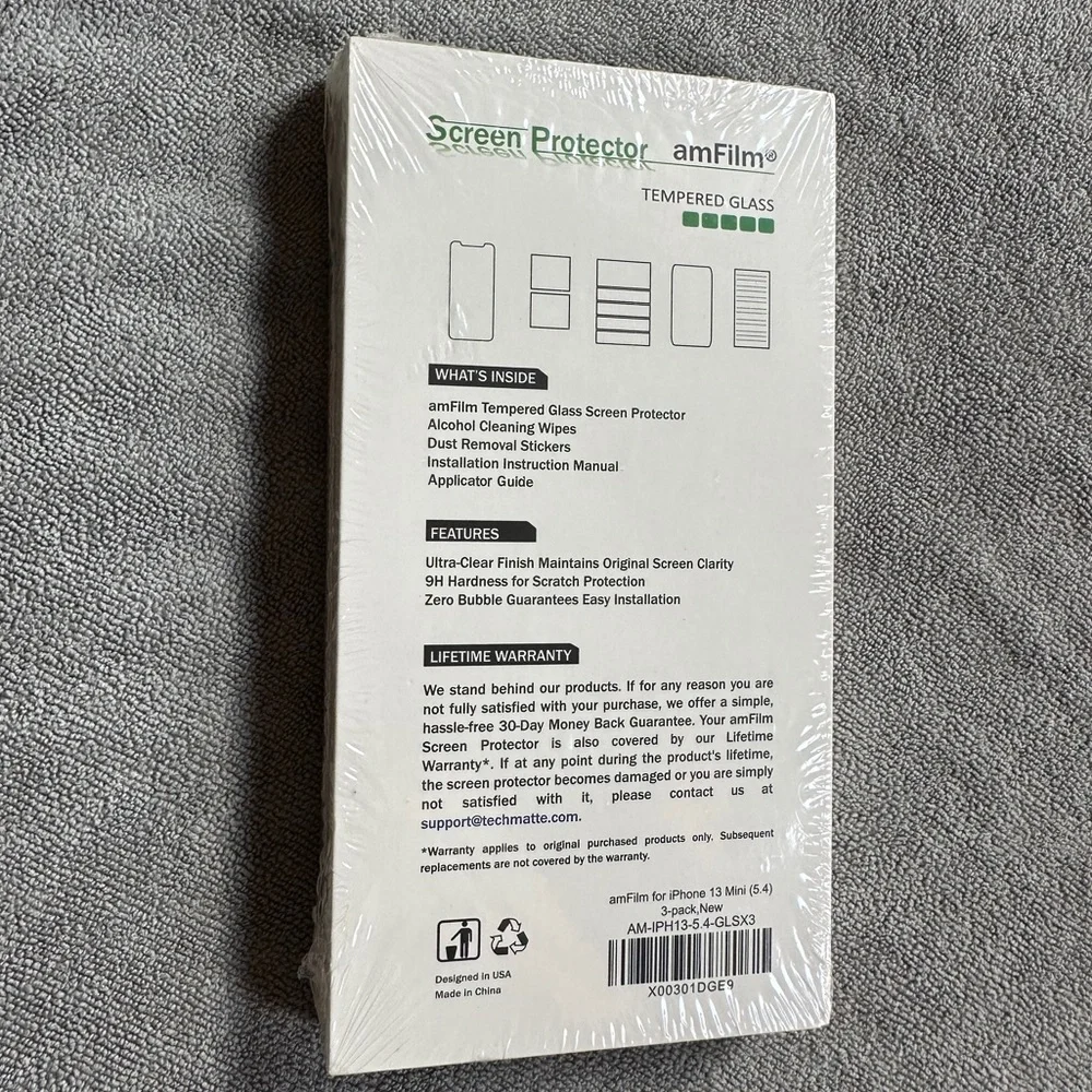 NEW AmFilm Screen Protector Tempered Glass iPhone 13 Mini 3Pack